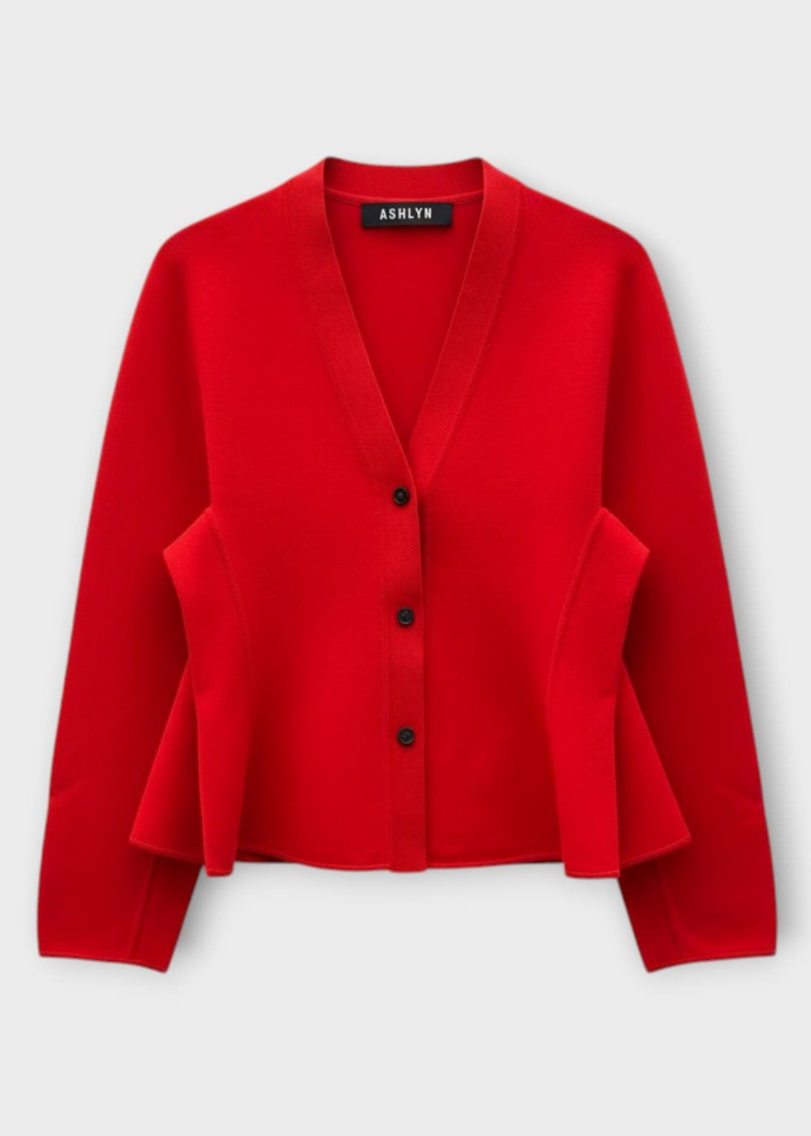 Ashlyn Ashlyn Knitwear, Red, Henry V-Neck Long Cardigan