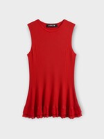 Ashlyn Ashlyn Top, Red, Bennett Crew Neck Sleeveless Peplum Top In Red w/ Ruffles