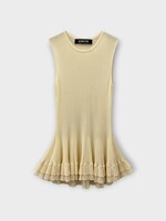 Ashlyn Ashlyn Top, Yellow, Bennett Crew Neck Sleeveless Peplum Top In Cream w/ Ruffles