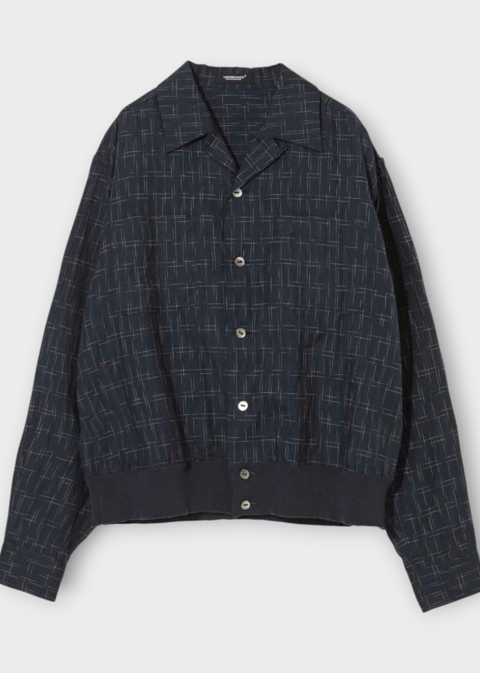 Undercover Undercover Shirt, Navy, Linen & Cotton Open Collar Shirt In Navy