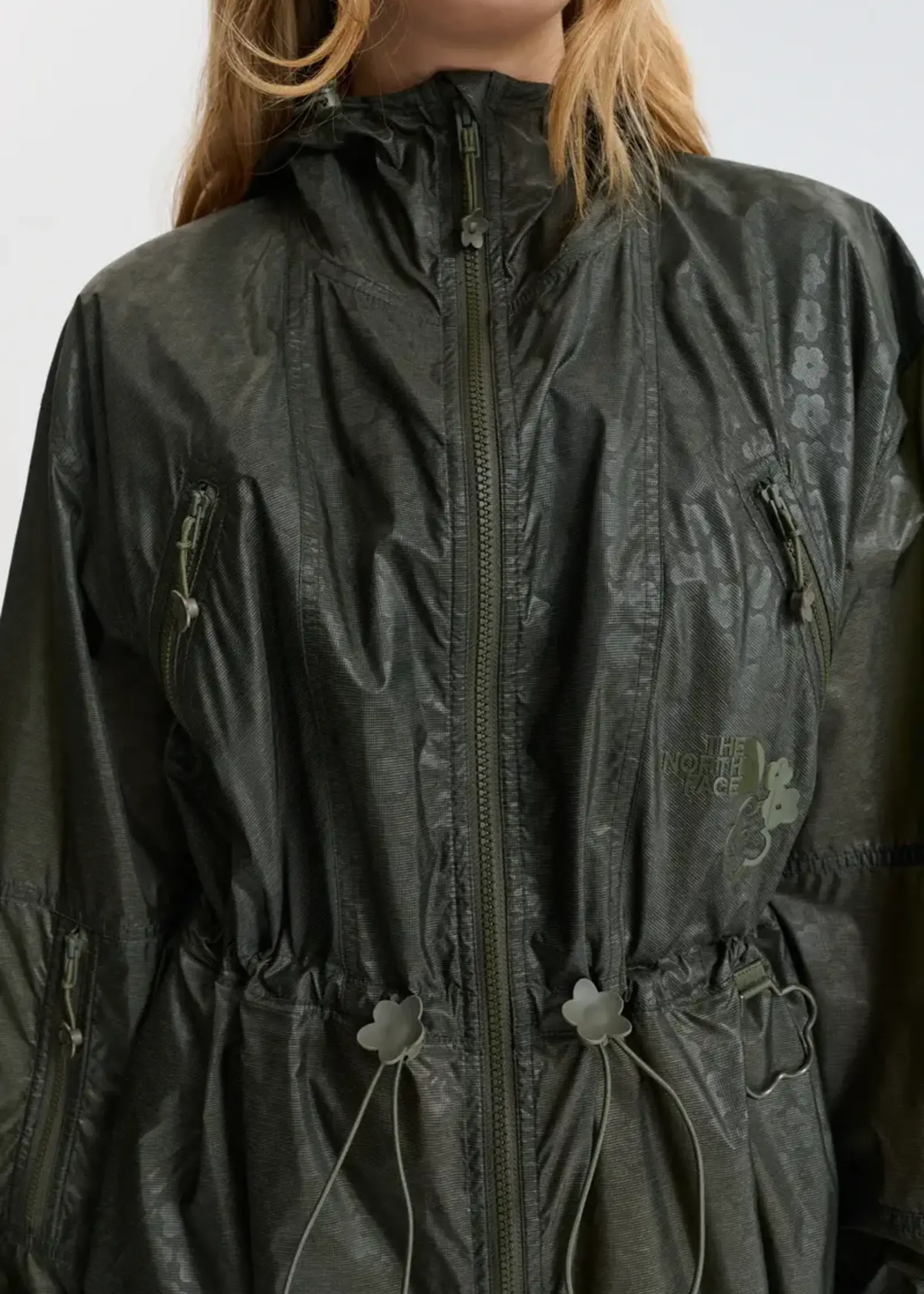 Cecilie Bahnsen Cecilie Bahnsen Jacket, Green, Tnf x Cb Emma Nylon Mountain Long Hooded Jacket In Forest Night Green