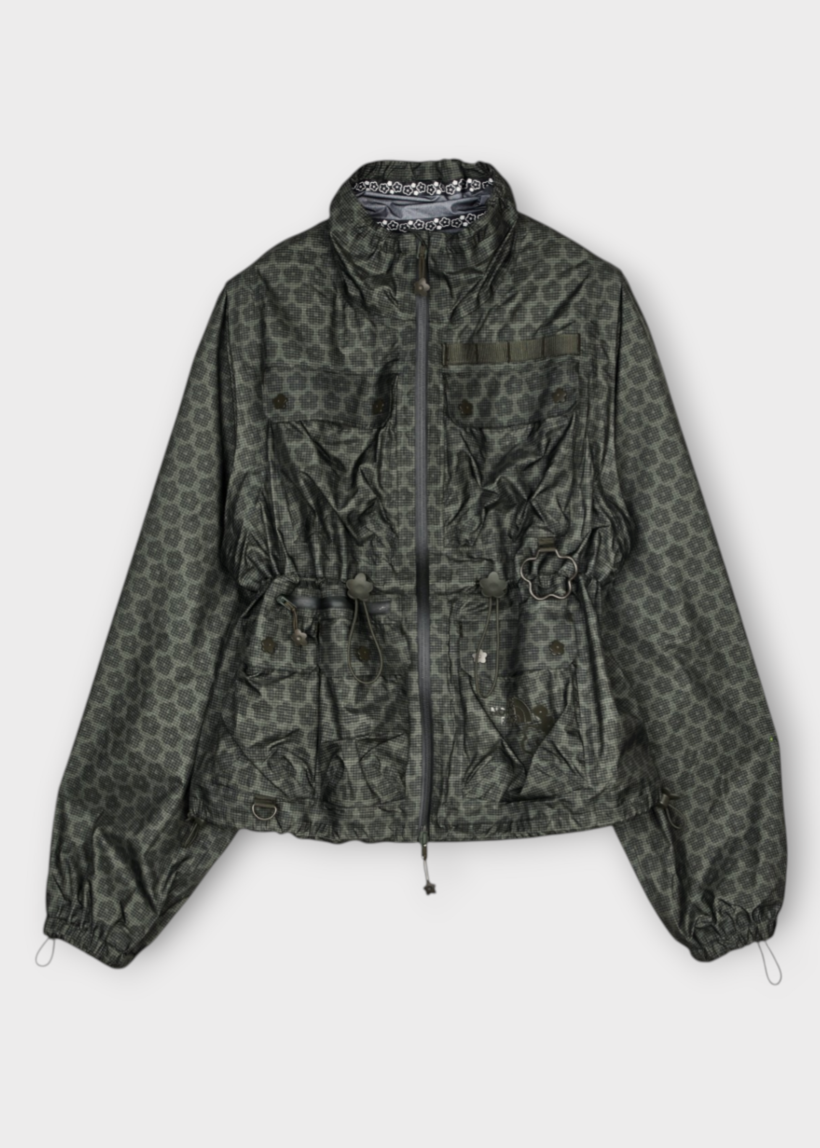 Cecilie Bahnsen Cecilie Bahnsen Jacket, Green, Tnf x Cb Tenzin Spectra Nylon Jacket In Forest Night Green w/ Floral Pattern