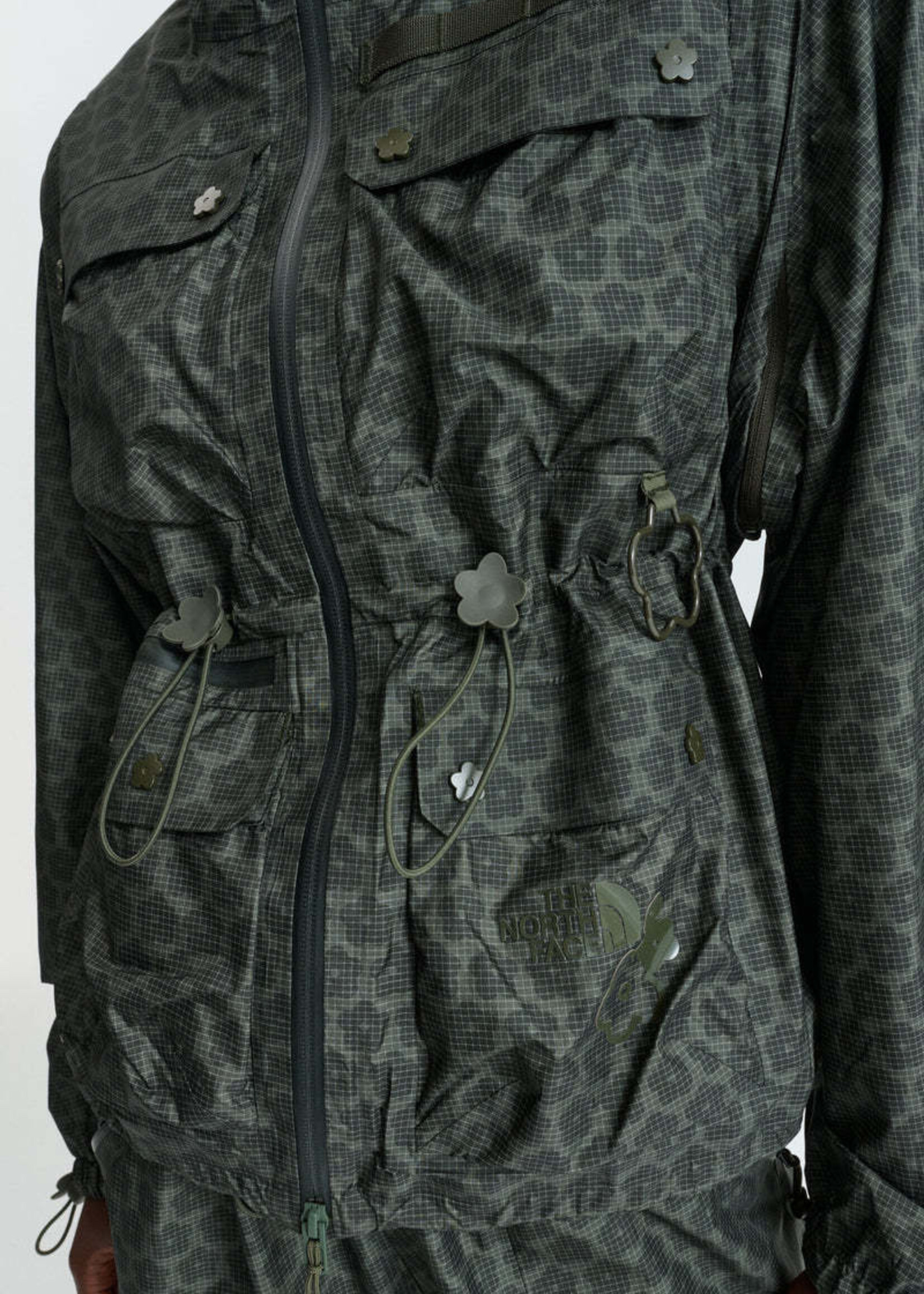 Cecilie Bahnsen Cecilie Bahnsen Jacket, Green, Tnf x Cb Tenzin Spectra Nylon Jacket In Forest Night Green w/ Floral Pattern