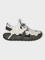 Cecilie Bahnsen Cecilie Bahnsen Sandals, Multi, Tnf x Cb Bekah Rubber Shandals Slips In White & Olive Green w/ Floral Appliques