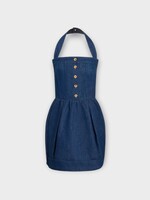 Patou Patou Dress, Blue, Corset Denim Mini Dress In Rodeo Blue