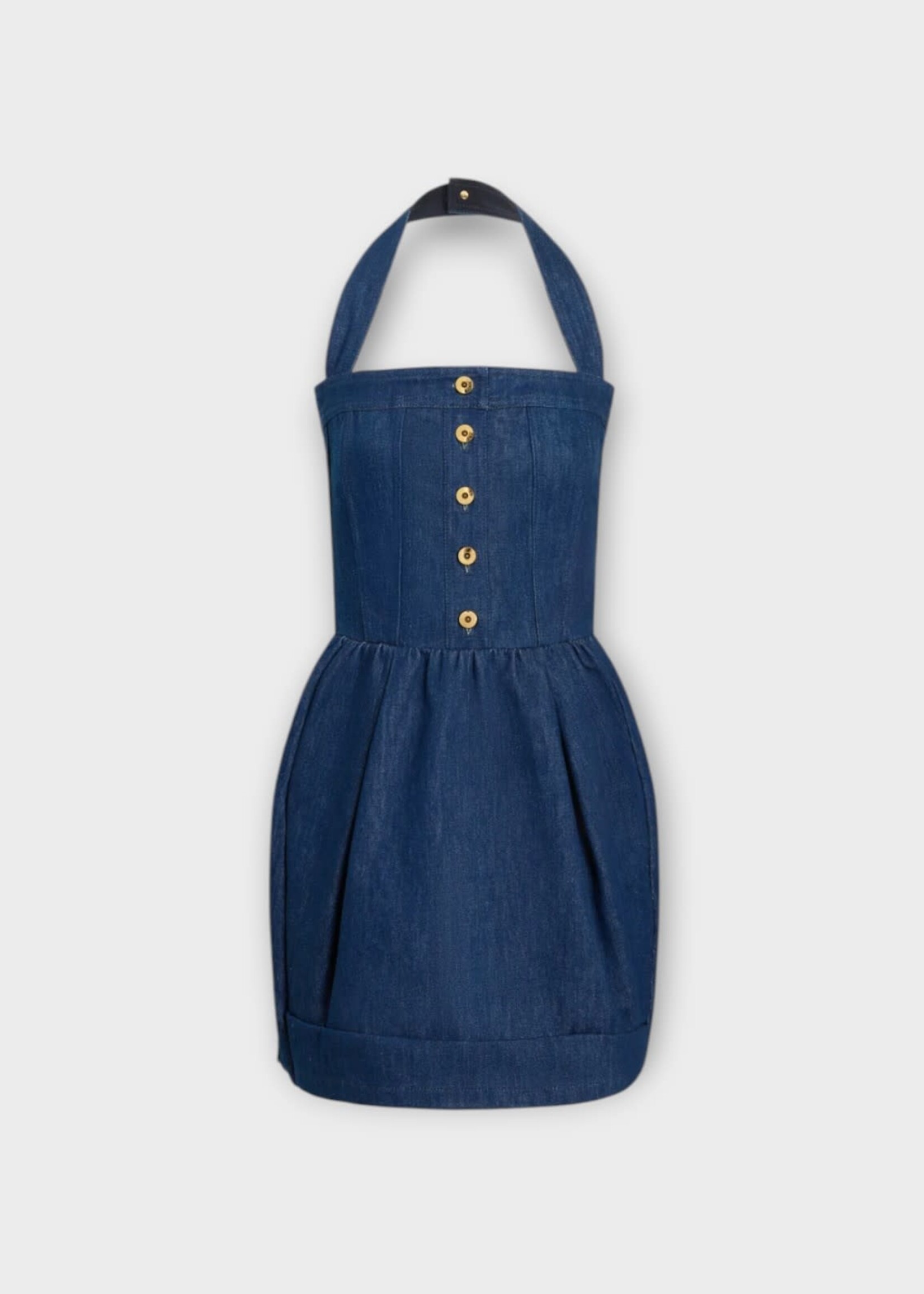 Patou Patou Dress, Blue, Corset Denim Mini Dress In Rodeo Blue