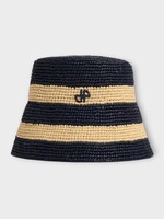 Patou Patou Hat, Multi, Bucket Hat In Offshore Blue Stripes & Beige
