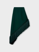 Alaia Alaia Skirt, Green, Wool Mid Rise Asymmetric Tassel Skirt in Vert Foret