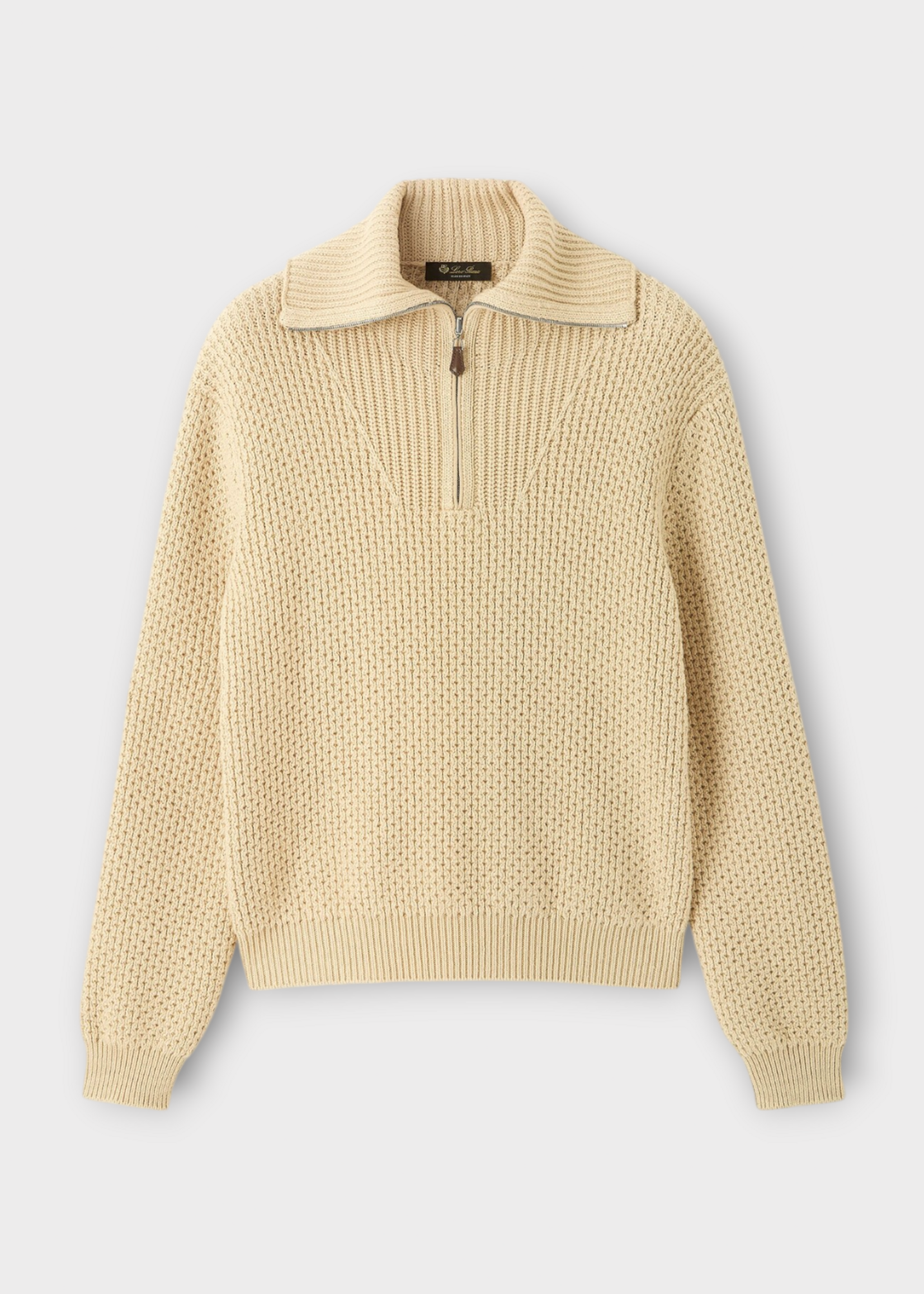 Loro Piana Loro Piana Knitwear, Beige, Shivling Ribbed Mock Neck Sweater In Pristine Sky