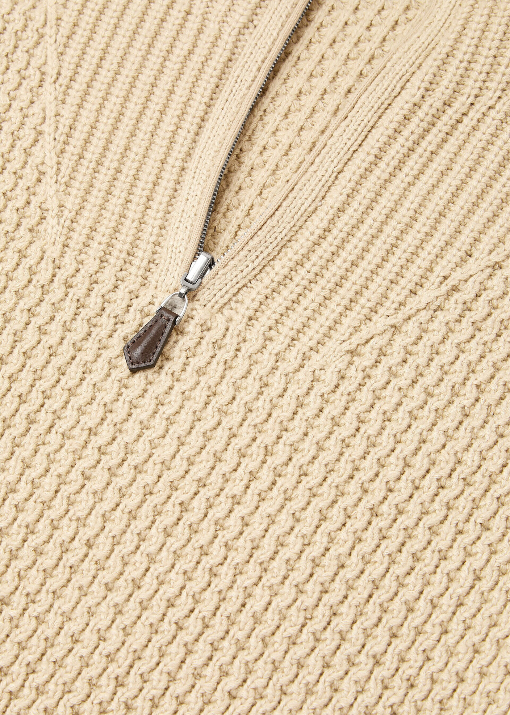 Loro Piana Loro Piana Knitwear, Beige, Shivling Ribbed Mock Neck Sweater In Pristine Sky