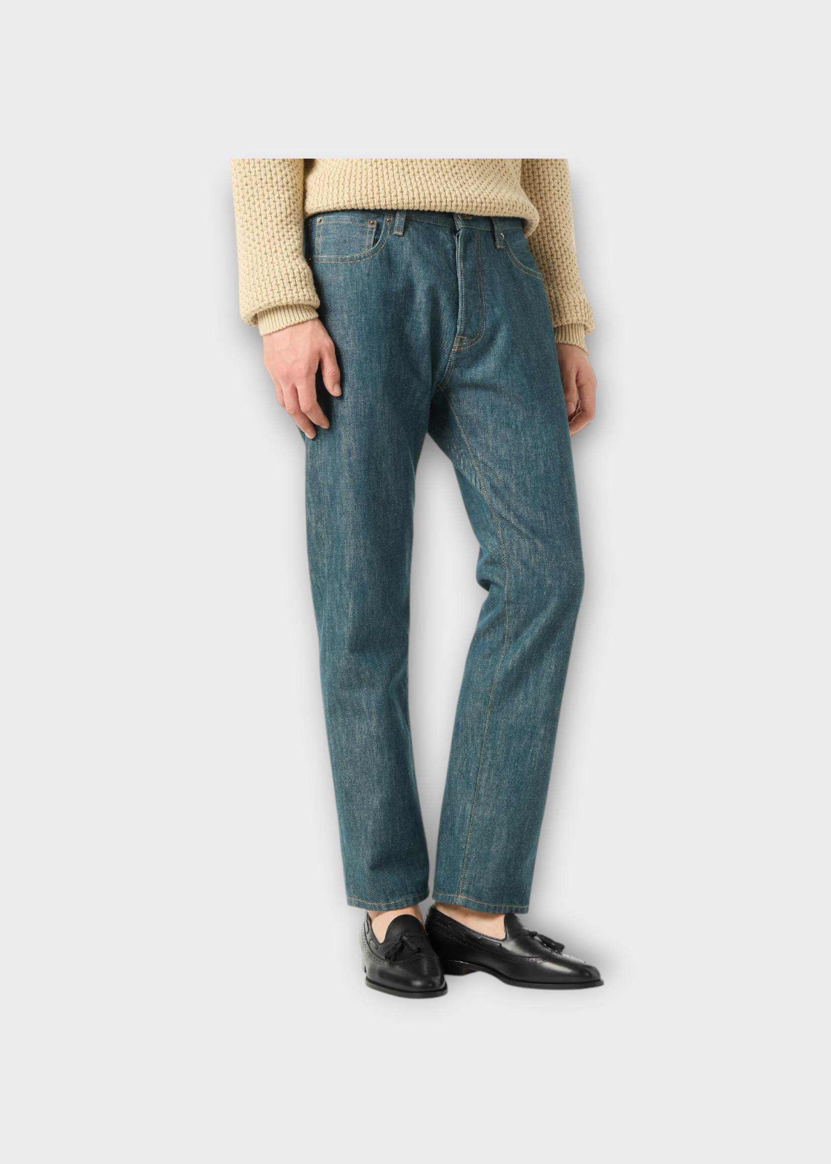 Loro Piana Loro Piana Jeans, Blue, Roan Mid Rise Straight Cut Denim Pants in Midnight Silk