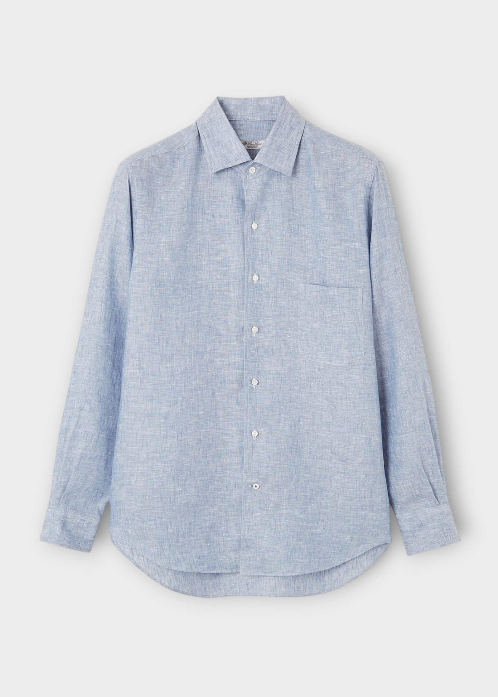 Loro Piana Loro Piana Shirt, Blue, Andre' Linen Classic Shirt In Light Blue Indigo w/ Chest Pocket