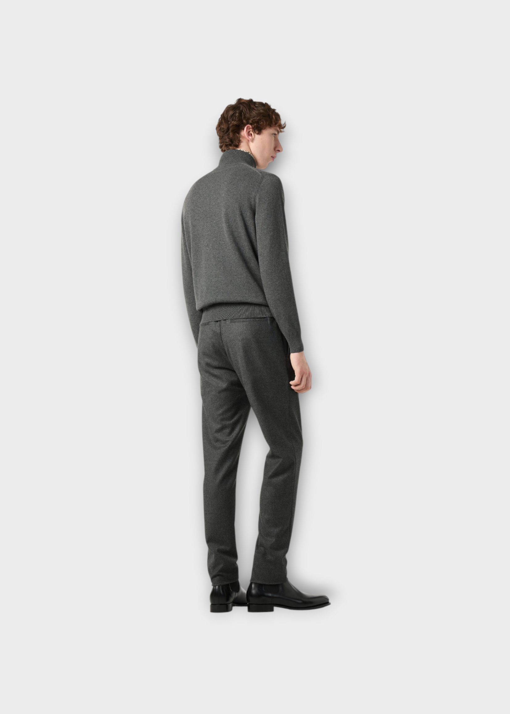 Loro Piana Loro Piana Knitwear, Grey, Classic Baby Cashmere Zipped Halfneck Sweater In Grey Melange