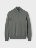 Loro Piana Loro Piana Knitwear, Grey, Classic Baby Cashmere Zipped Halfneck Sweater In Grey Melange