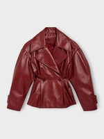 Balenciaga Balenciaga Jacket, Red, Leather Folded Short Trench In Burgundy w/ Cinched Waist #33