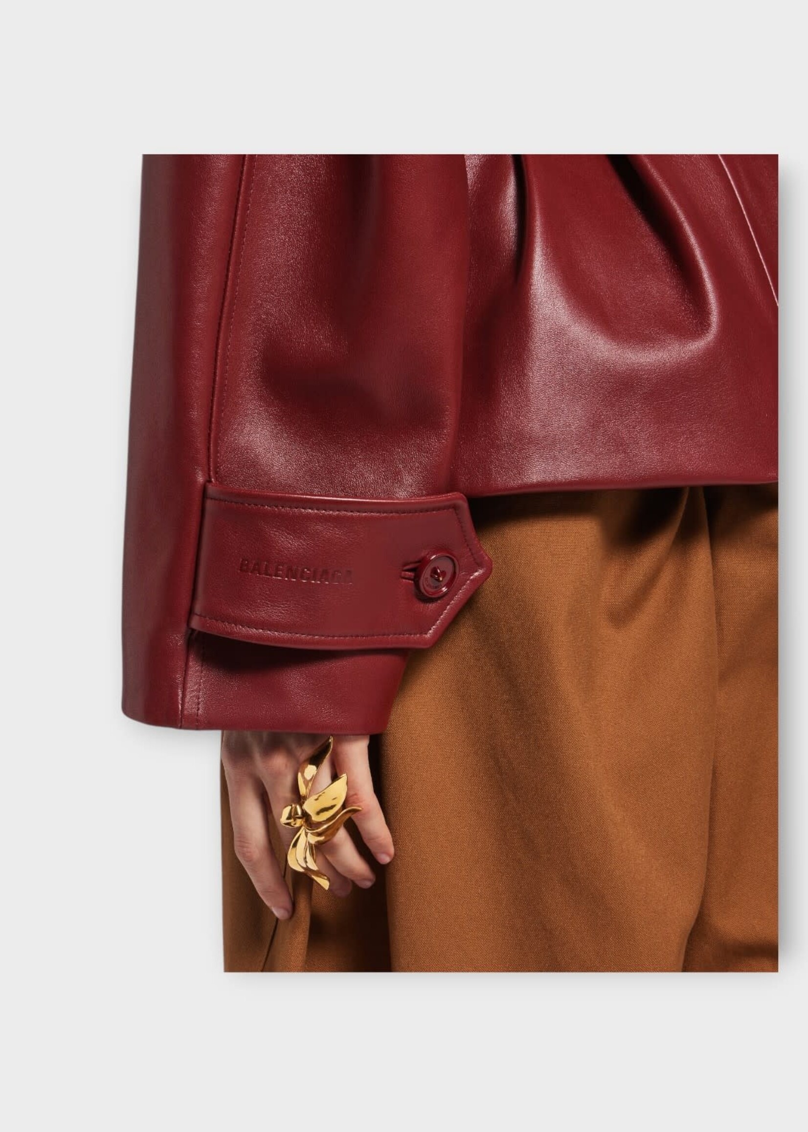 Balenciaga Balenciaga Jacket, Red, Leather Folded Short Trench In Burgundy w/ Cinched Waist #33