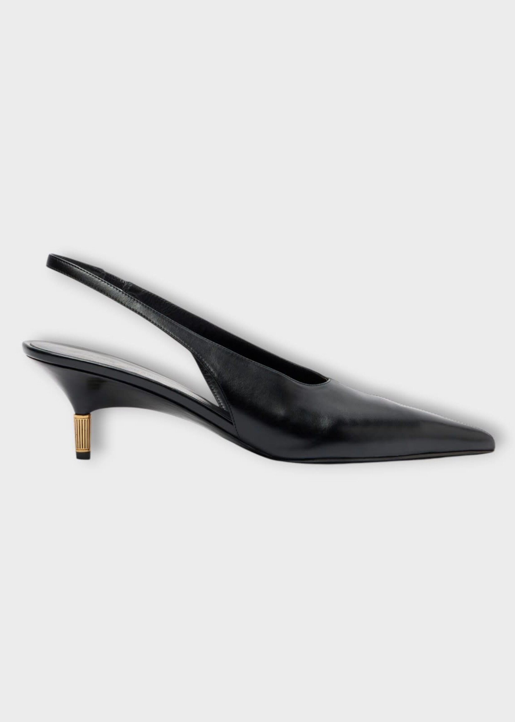 Khaite Khaite Heels, Black, Bella Glazed Calf Leather Low Pump 55mm In Black