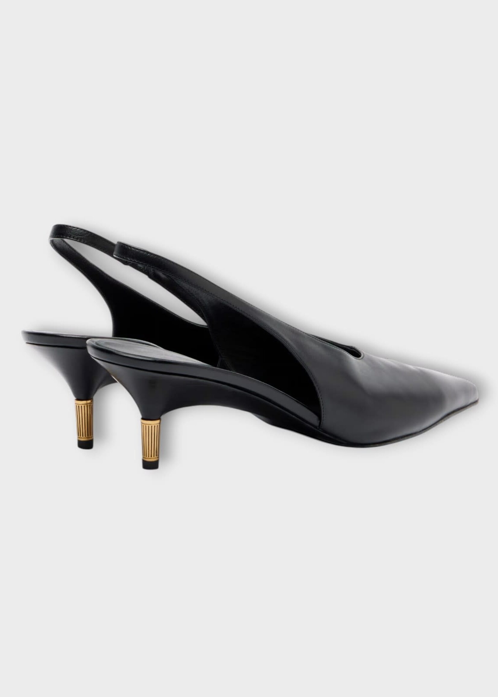Khaite Khaite Heels, Black, Bella Glazed Calf Leather Low Pump 55mm In Black