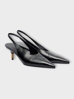 Khaite Khaite Heels, Black, Bella Glazed Calf Leather Low Pump 55mm In Black