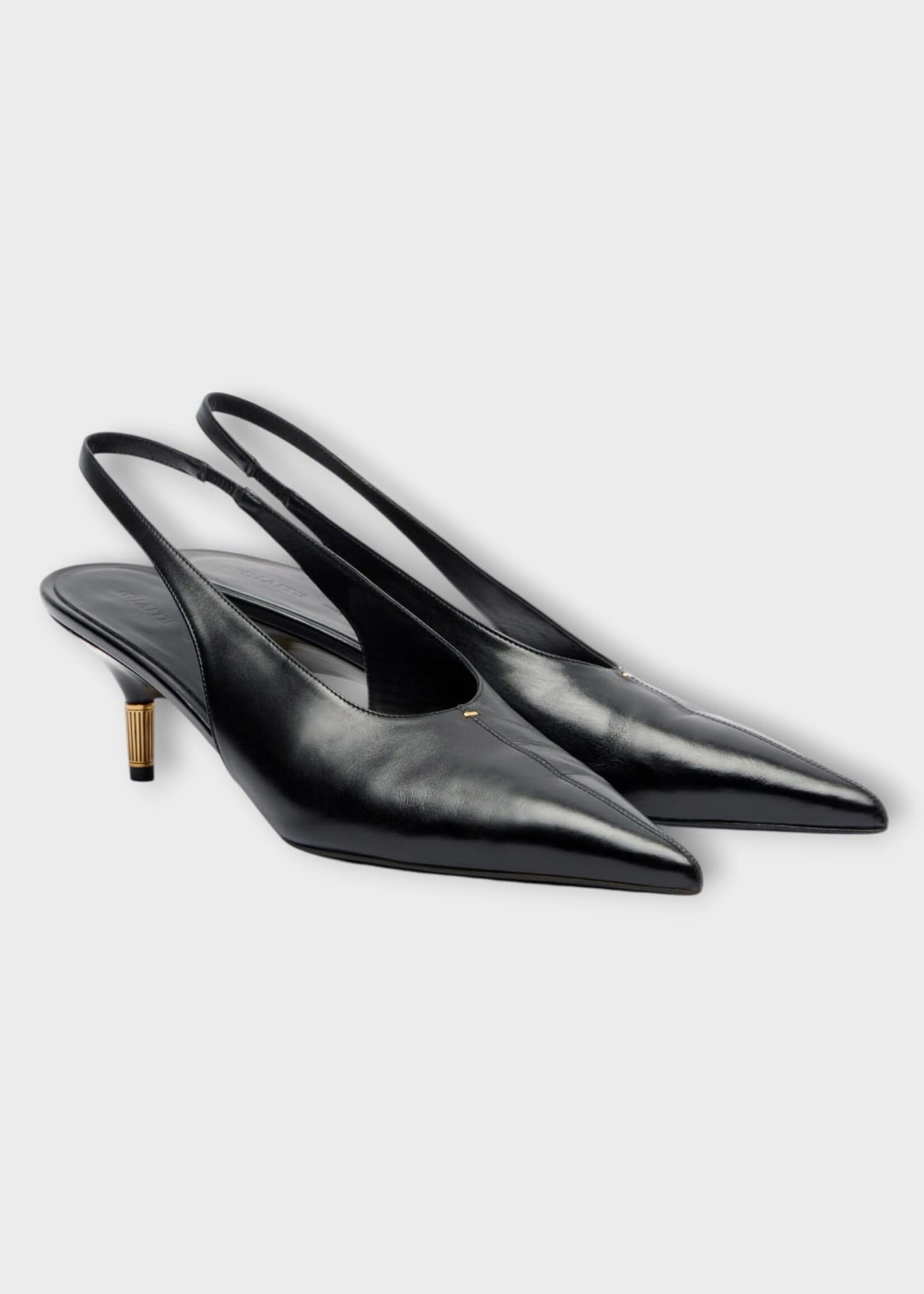 Khaite Khaite Heels, Black, Bella Glazed Calf Leather Low Pump 55mm In Black