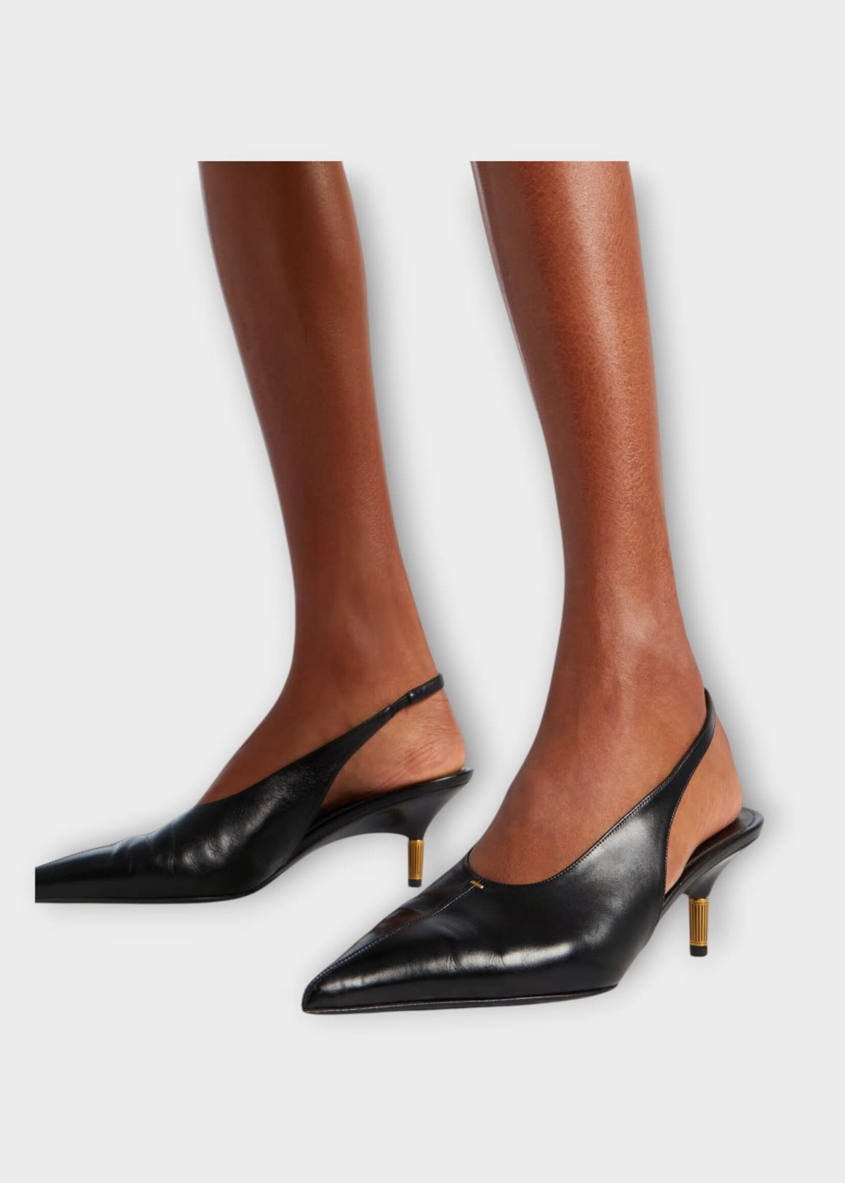 Khaite Khaite Heels, Black, Bella Glazed Calf Leather Low Pump 55mm In Black