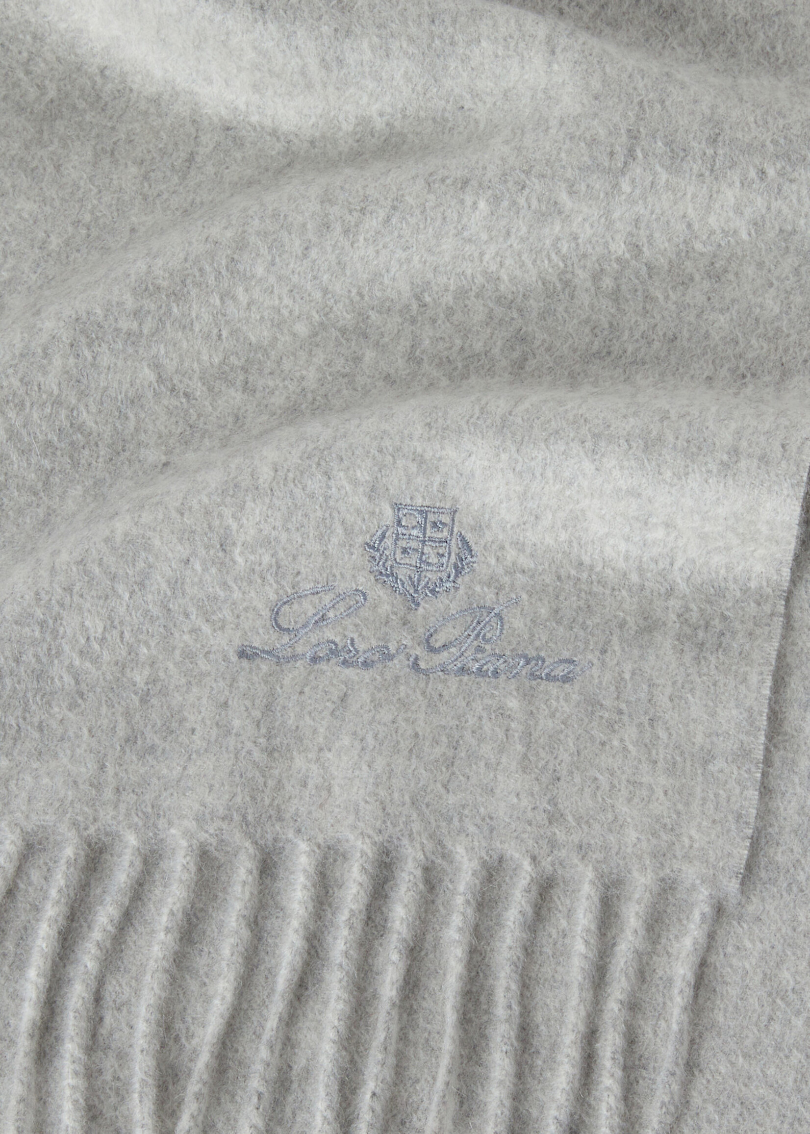 Loro Piana Loro Piana Scarf, Grey, Grande Unita Scarf Cashmere Fringed Scarf In Silver Marble Melange