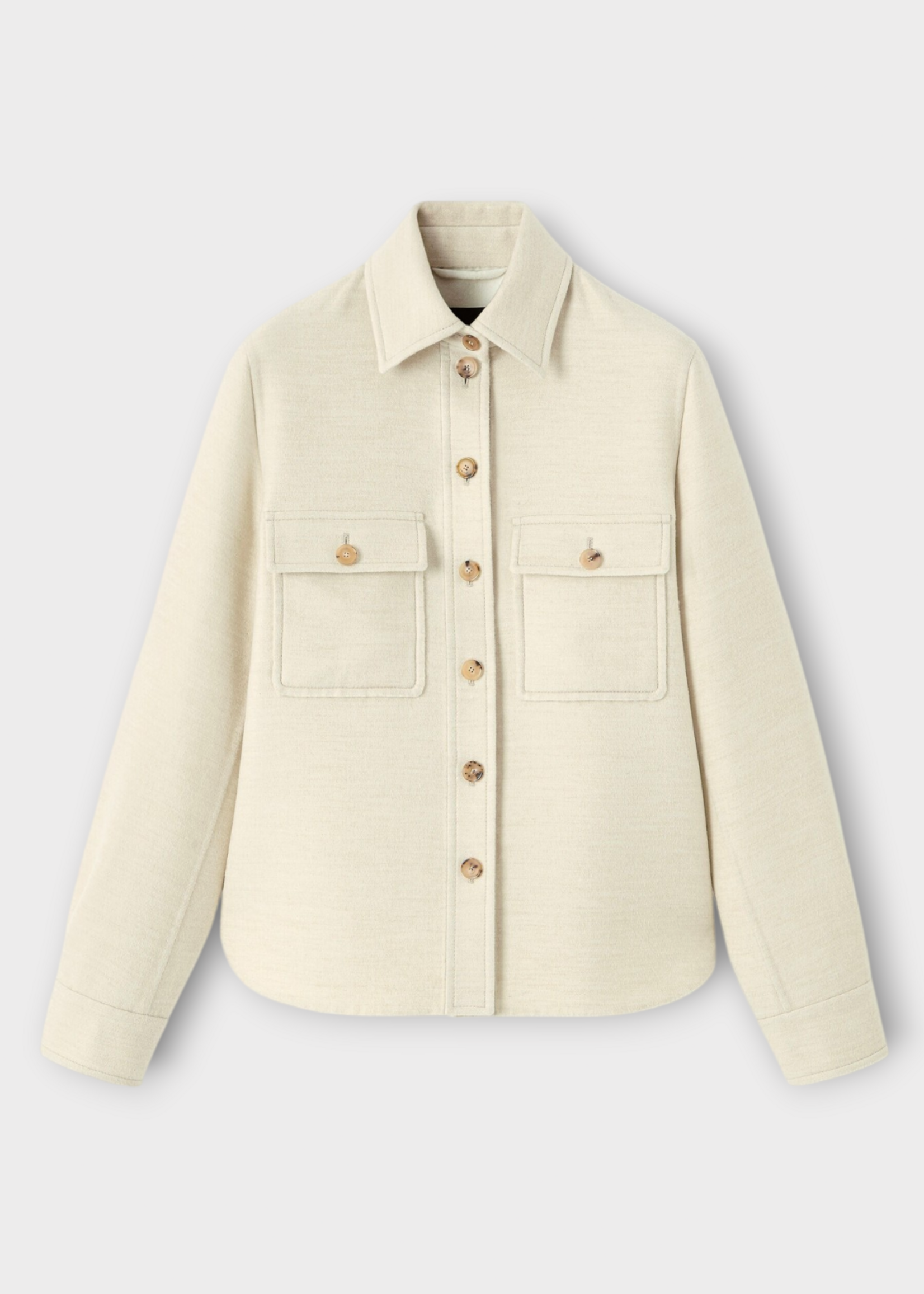 Loro Piana Loro Piana Jacket, Beige, Yannis Cashmere Overshirt In Natural Melange w/ Chest Pockets