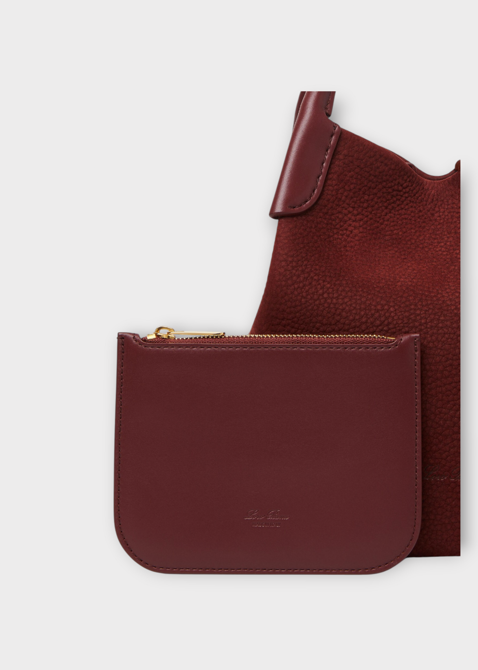 Loro Piana Loro Piana Bag, Red, Bale Small Grained Nubuck Rounded Hand Bag In Glazed Moka & Sun Gold
