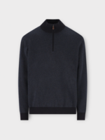 Loro Piana Loro Piana Knitwear, Blue, Roadster Cashmere Half Neck Sweater In Navy Blue & Nightly Blue Reserve