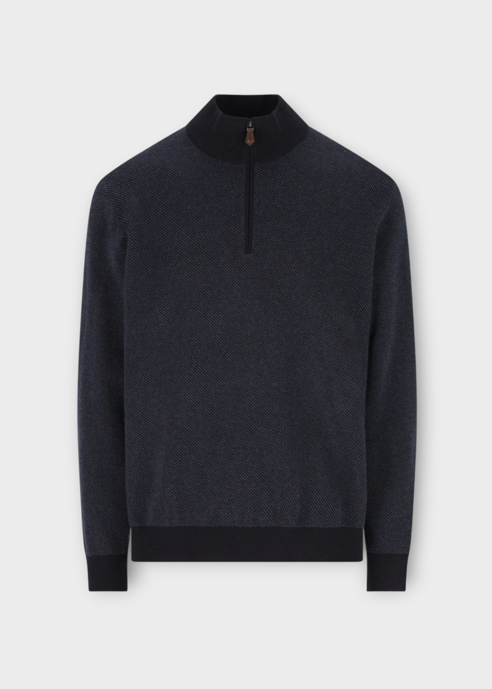 Loro Piana Loro Piana Knitwear, Blue, Roadster Cashmere Half Neck Sweater In Navy Blue & Nightly Blue Reserve