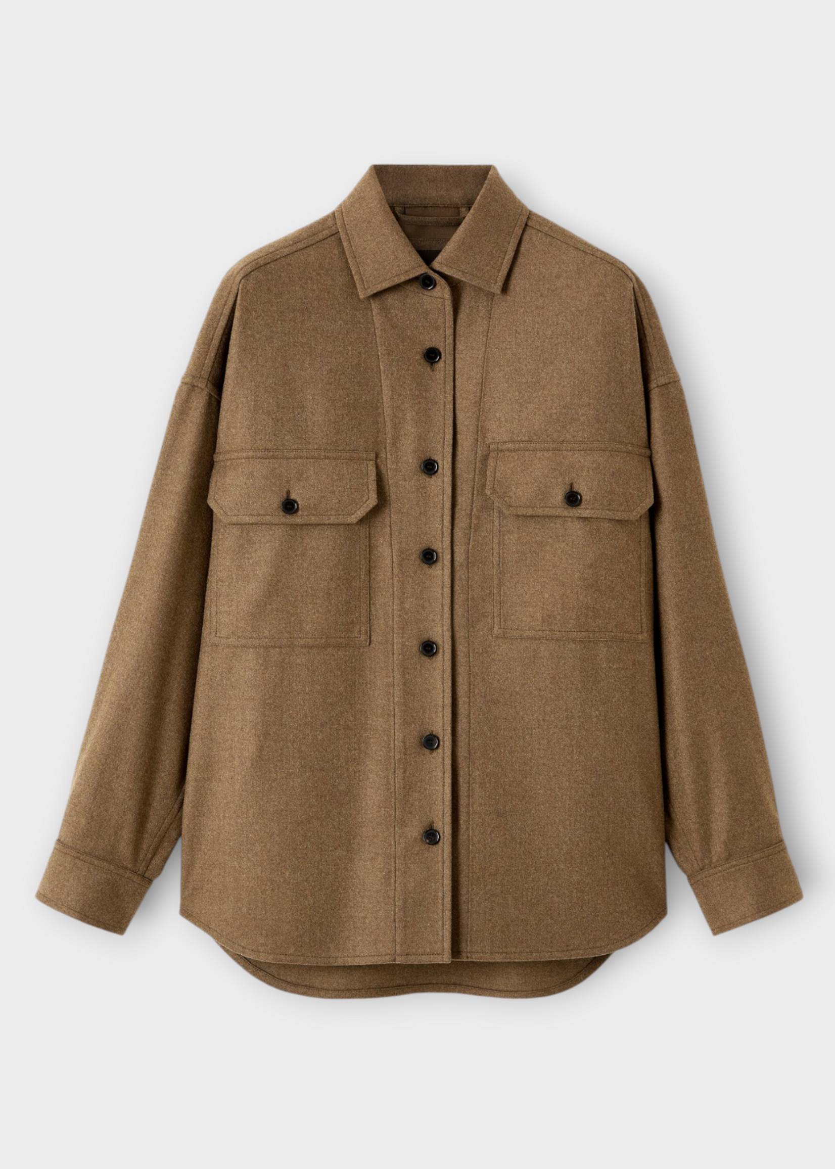 Loro Piana Loro Piana Jacket, Brown, Darby Wool & Cashmere Overshirt In Mocha Glow w/ Chest Pockets