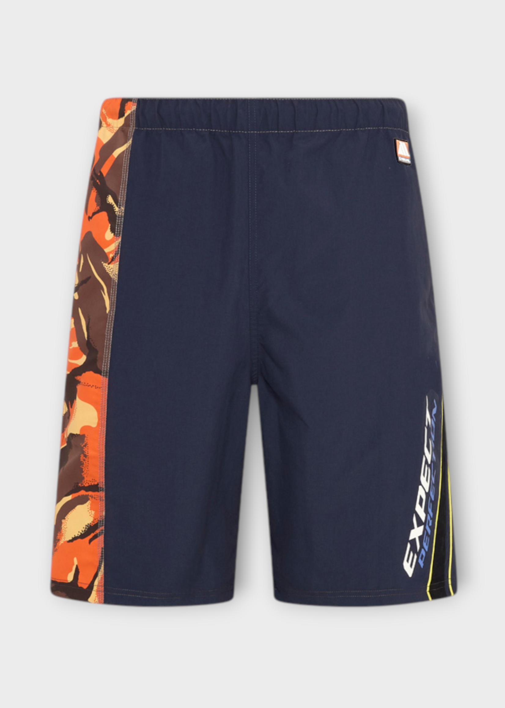 Martine Rose Martine Rose Shorts, Multi, Collage Swim Trunks  In Orange Camouflage &  Navy