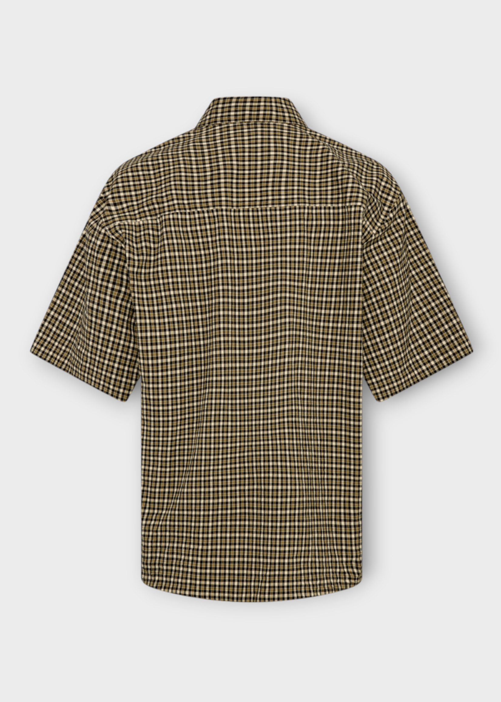 Martine Rose Martine Rose Shirt, Multi, Short Sleeve Polo In Black Green & Light Blue w/ Contrast Check Pattern & Print