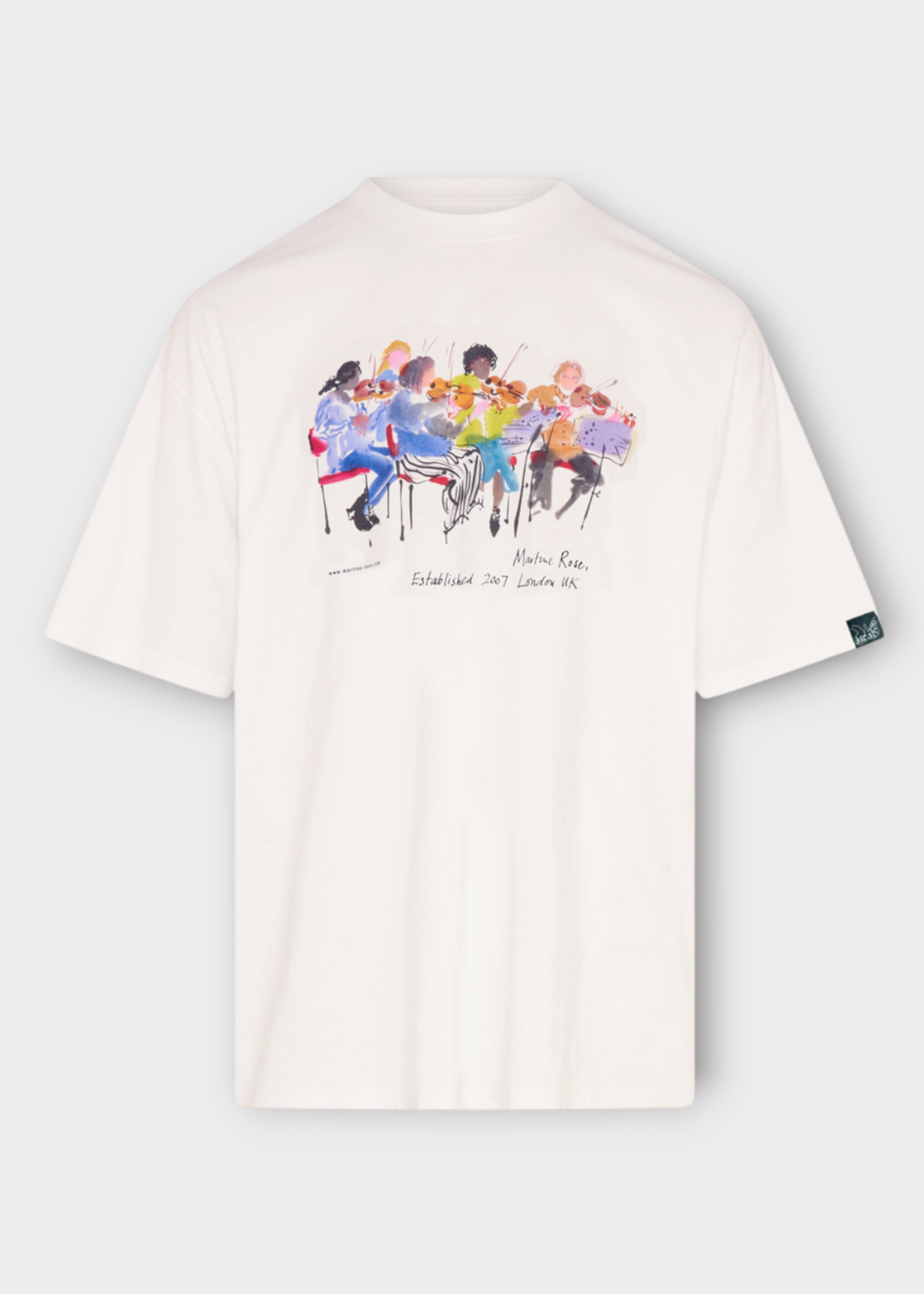 Martine Rose Martine Rose T-Shirt, White, Short Sleeve Oversized T-Shirt In White w/ Musicians Print
