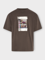Martine Rose Martine Rose T-Shirt, Brown, Short Sleeve Oversized T-Shirt In Brown Washed w/ Artwork Print