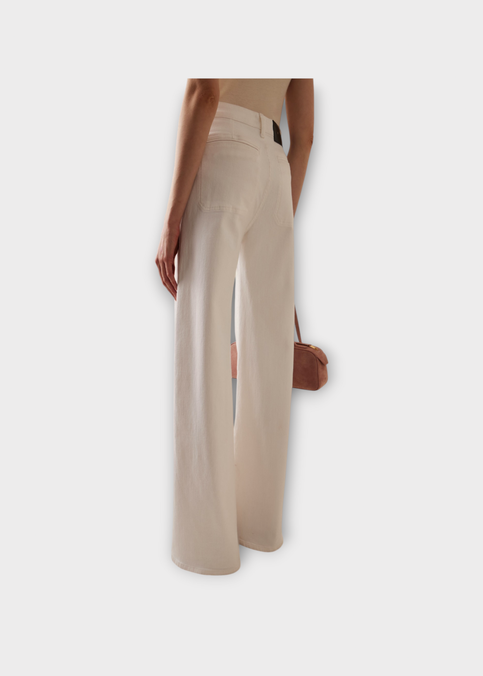 Khaite Khaite Jeans, White, Delmonico Cotton High Waisted Wide Leg Denim Pants In White