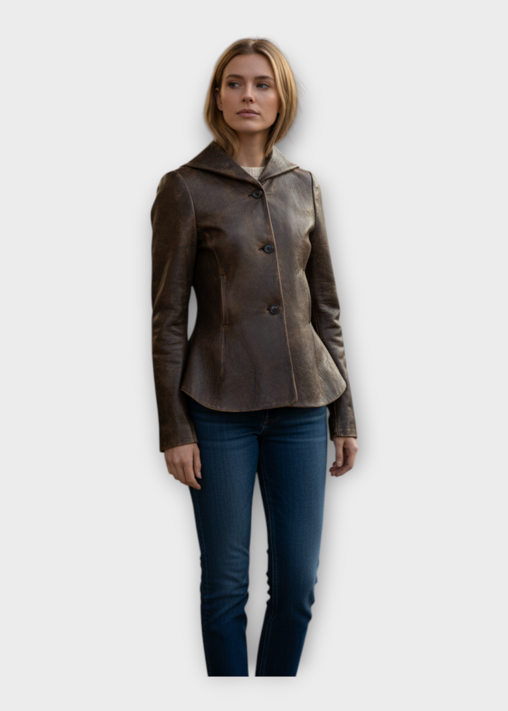Khaite Khaite Jacket, Brown, June Leather Peplum Hooded Jacket In Dark Brown