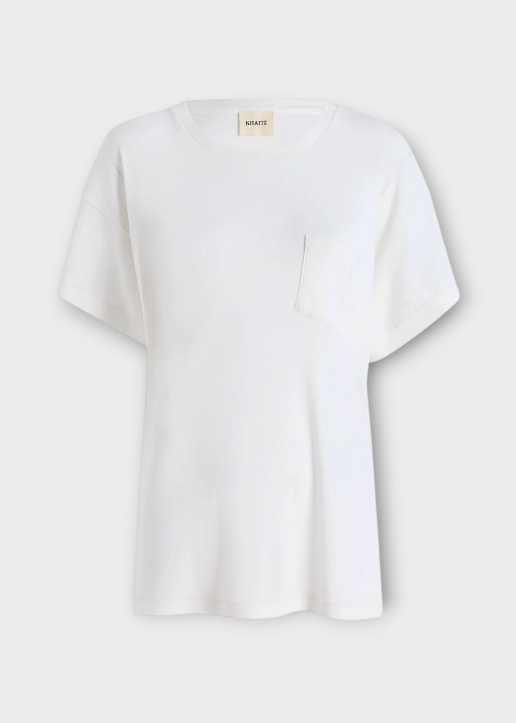 Khaite Khaite T-Shirt, White, Wanda Heavy Cotton Crew Neck In White w/ Chest Pocket