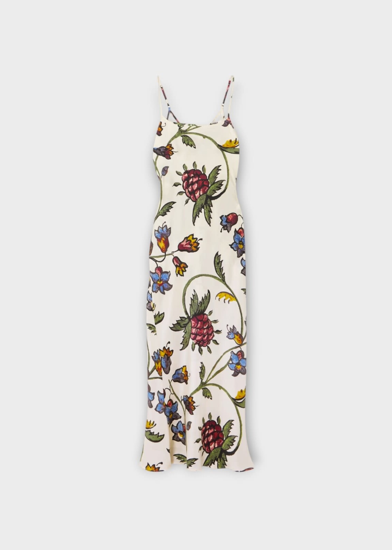 S.S.Daley S.S. Daley Dress, Print, Willow Slip Crepe Satin Dress in White w/ Red Berries Print