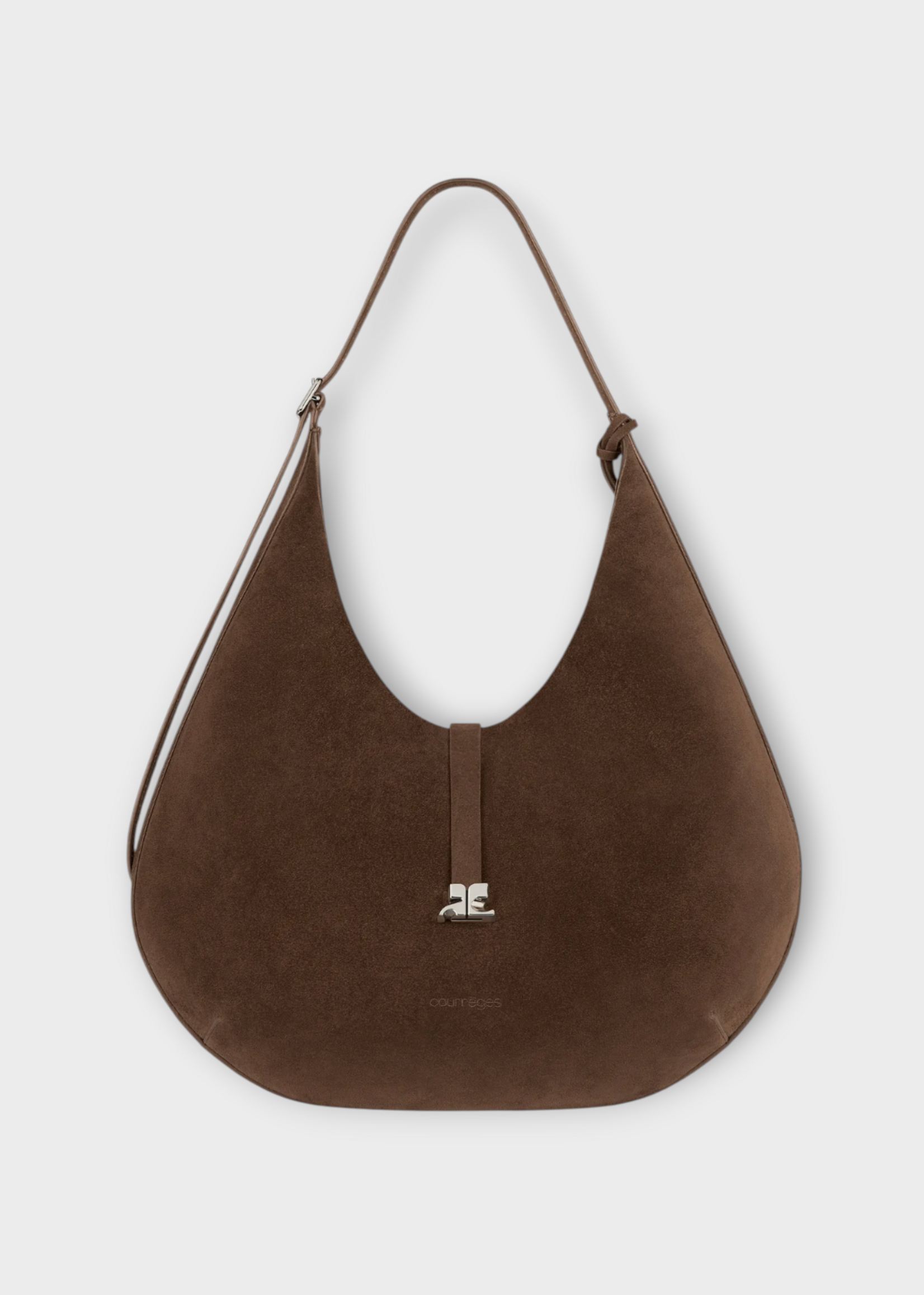 Courreges Courreges Bag, Brown, Holy Suede Hobo Bag In Dark Bronze