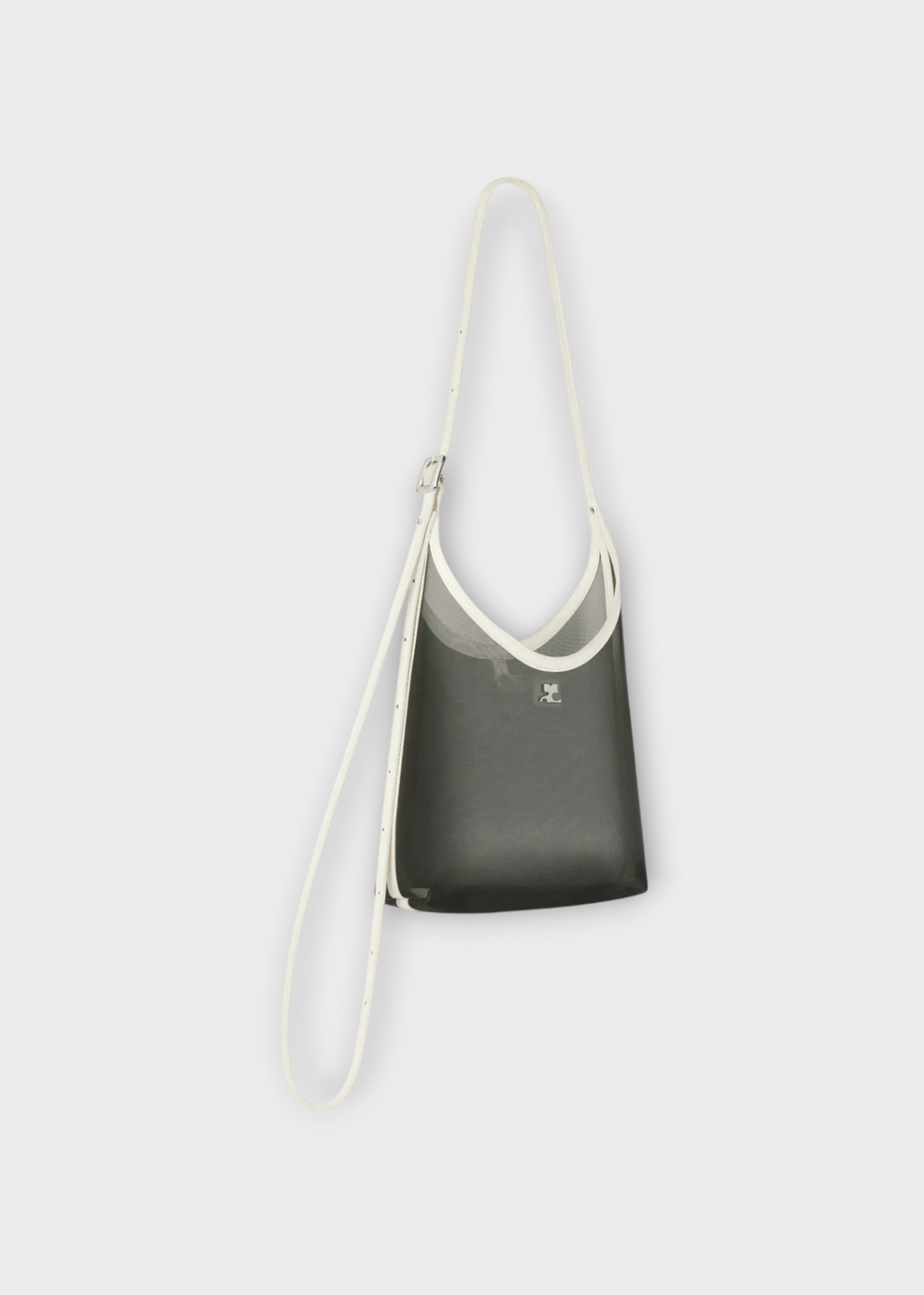 Courreges Courreges Bag, Multi, Small Melt Mesh Tote Bag In Black & Heritage White