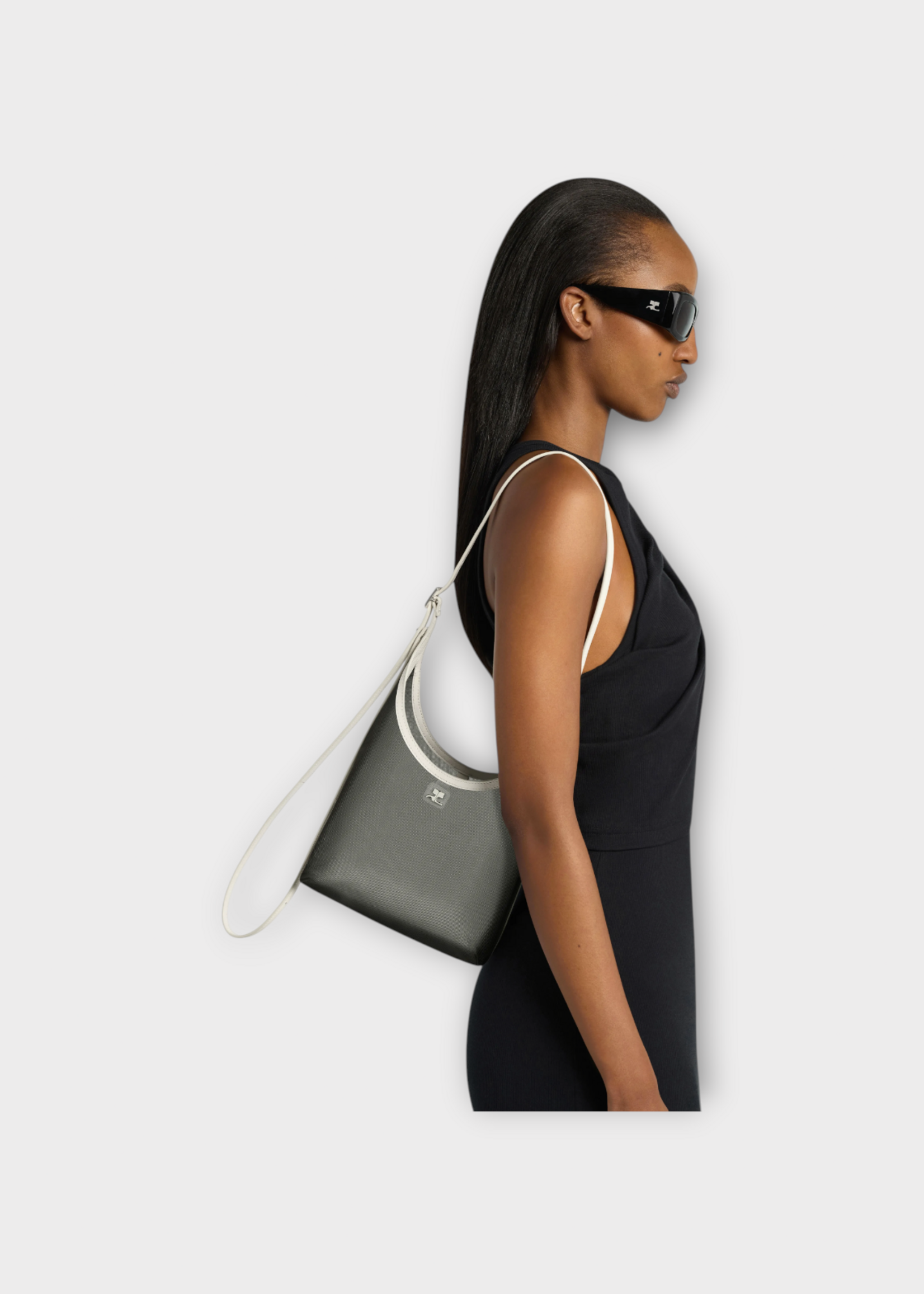 Courreges Courreges Bag, Multi, Small Melt Mesh Tote Bag In Black & Heritage White