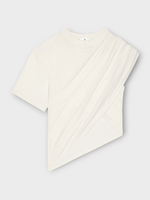 Courreges Courreges T-Shirt, White, Cotton Asymmetrical Twist T-Shirt In Heritage White