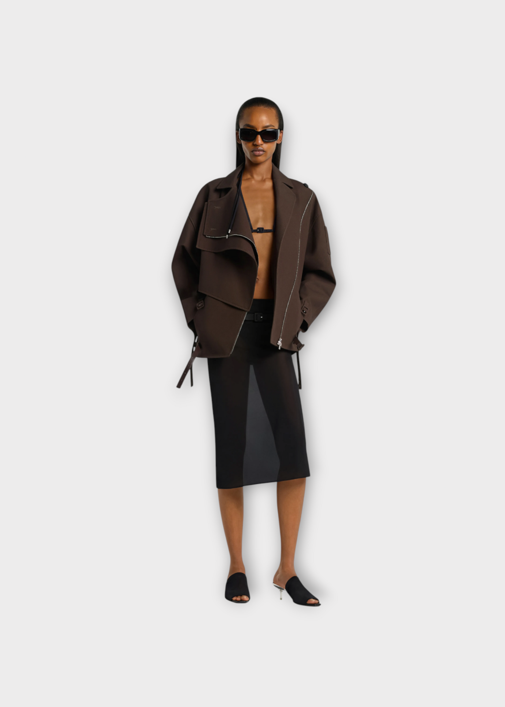 Courreges Courreges Jacket, Brown, Cotton Oblique Short Trench Jacket In Chocolate #33