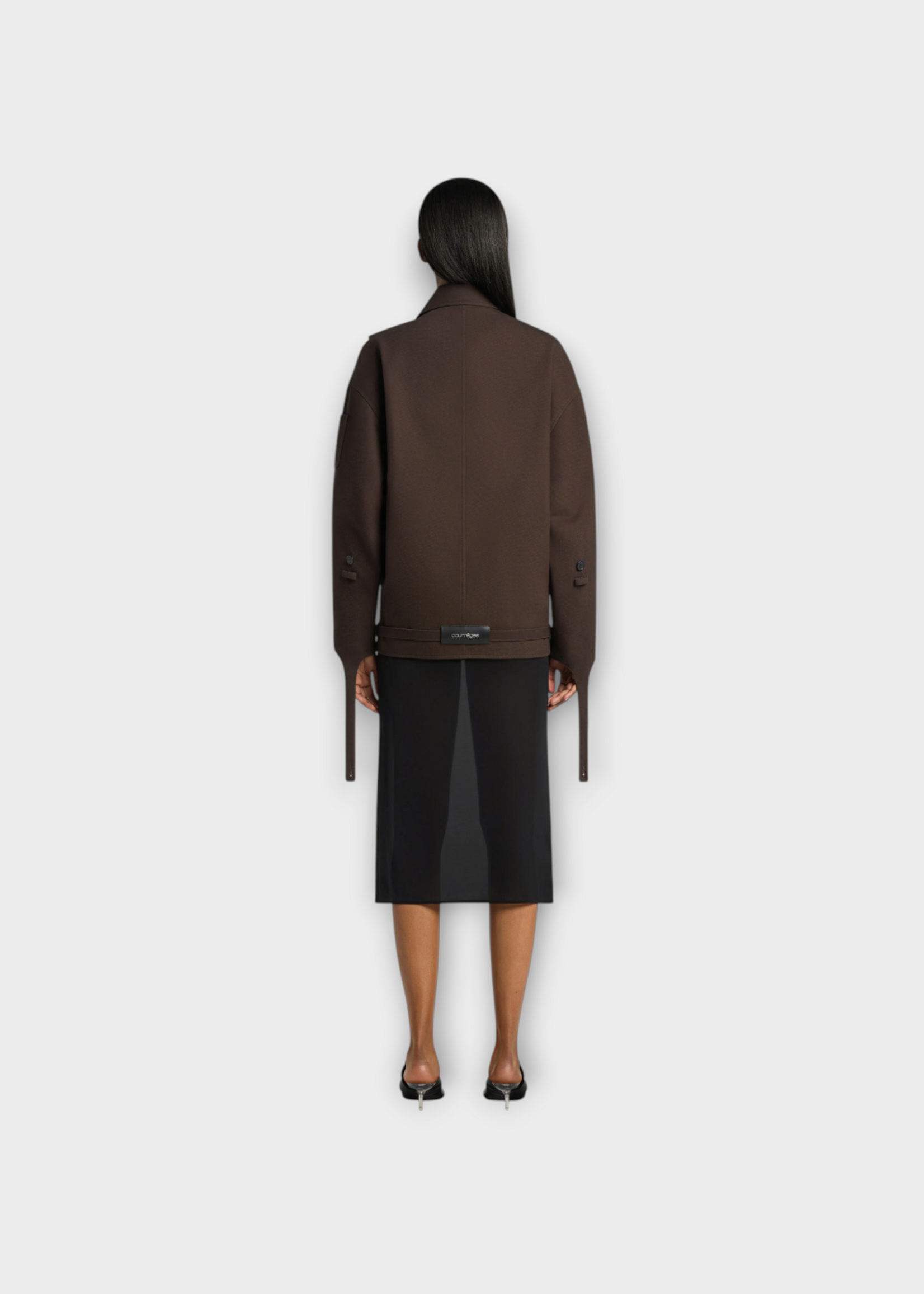 Courreges Courreges Jacket, Brown, Cotton Oblique Short Trench Jacket In Chocolate #33