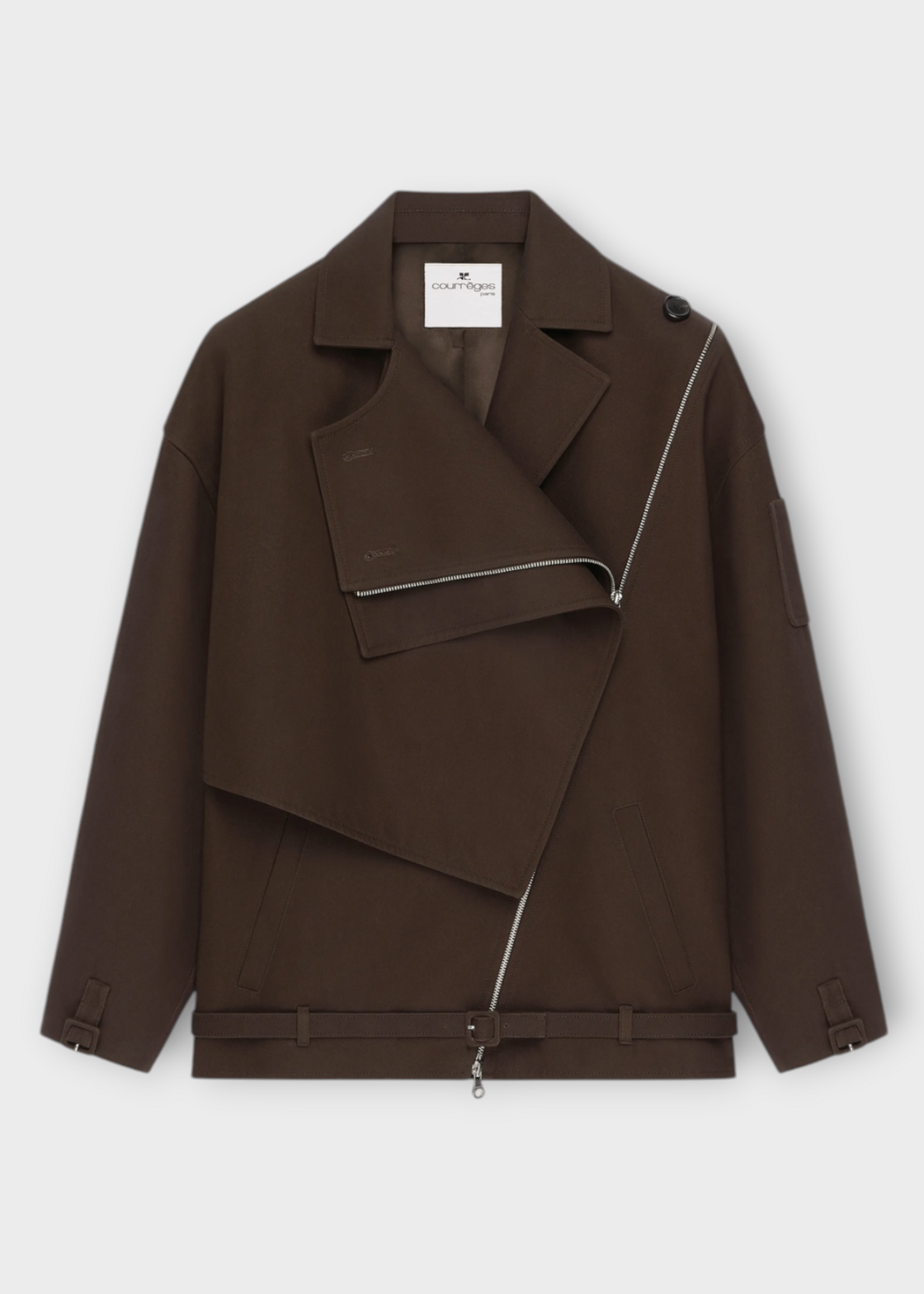 Courreges Courreges Jacket, Brown, Cotton Oblique Short Trench Jacket In Chocolate #33