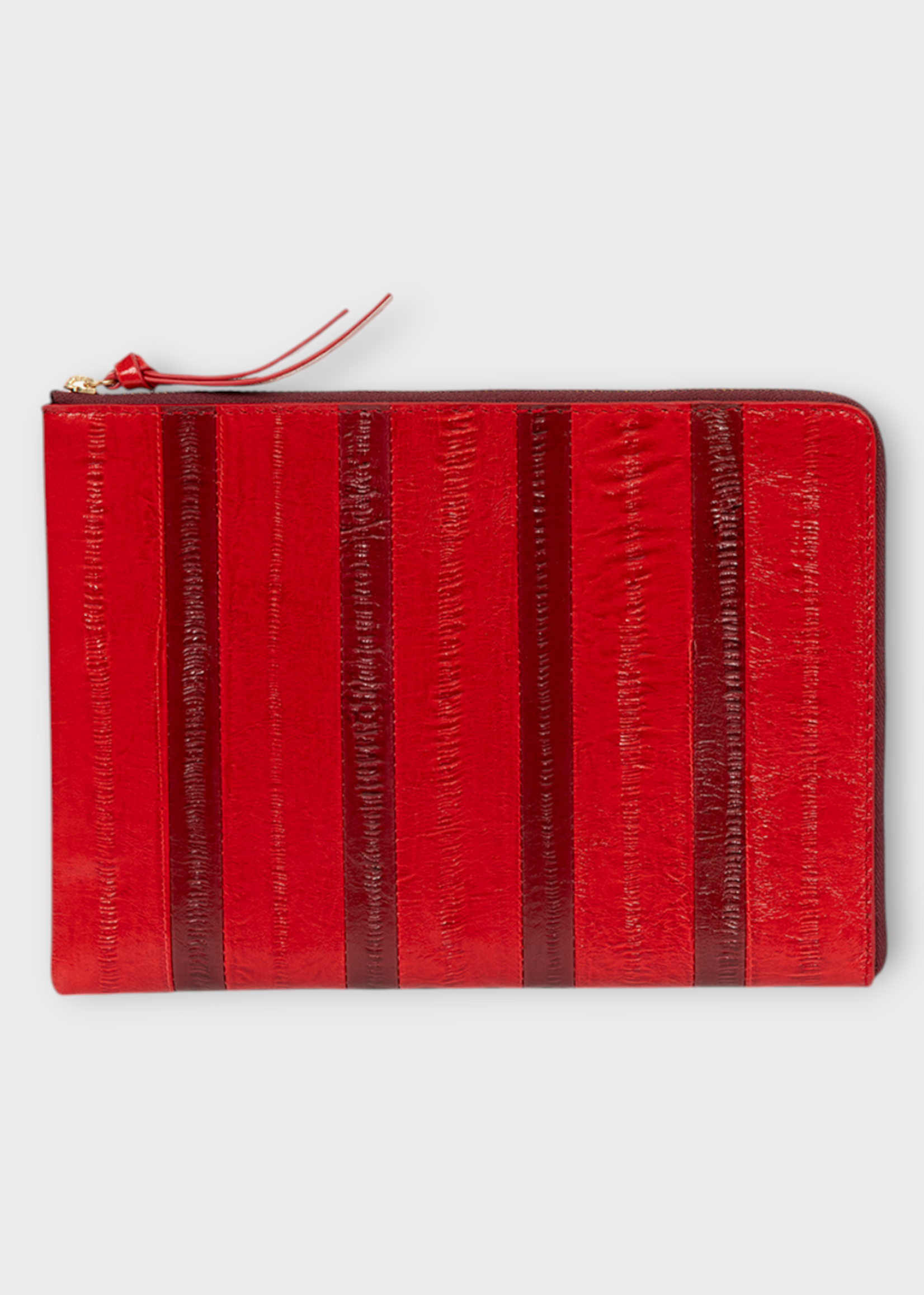 Dries Van Noten Dries Van Noten Bag, Red, Leather Striped Pouch in Red & Burgundy