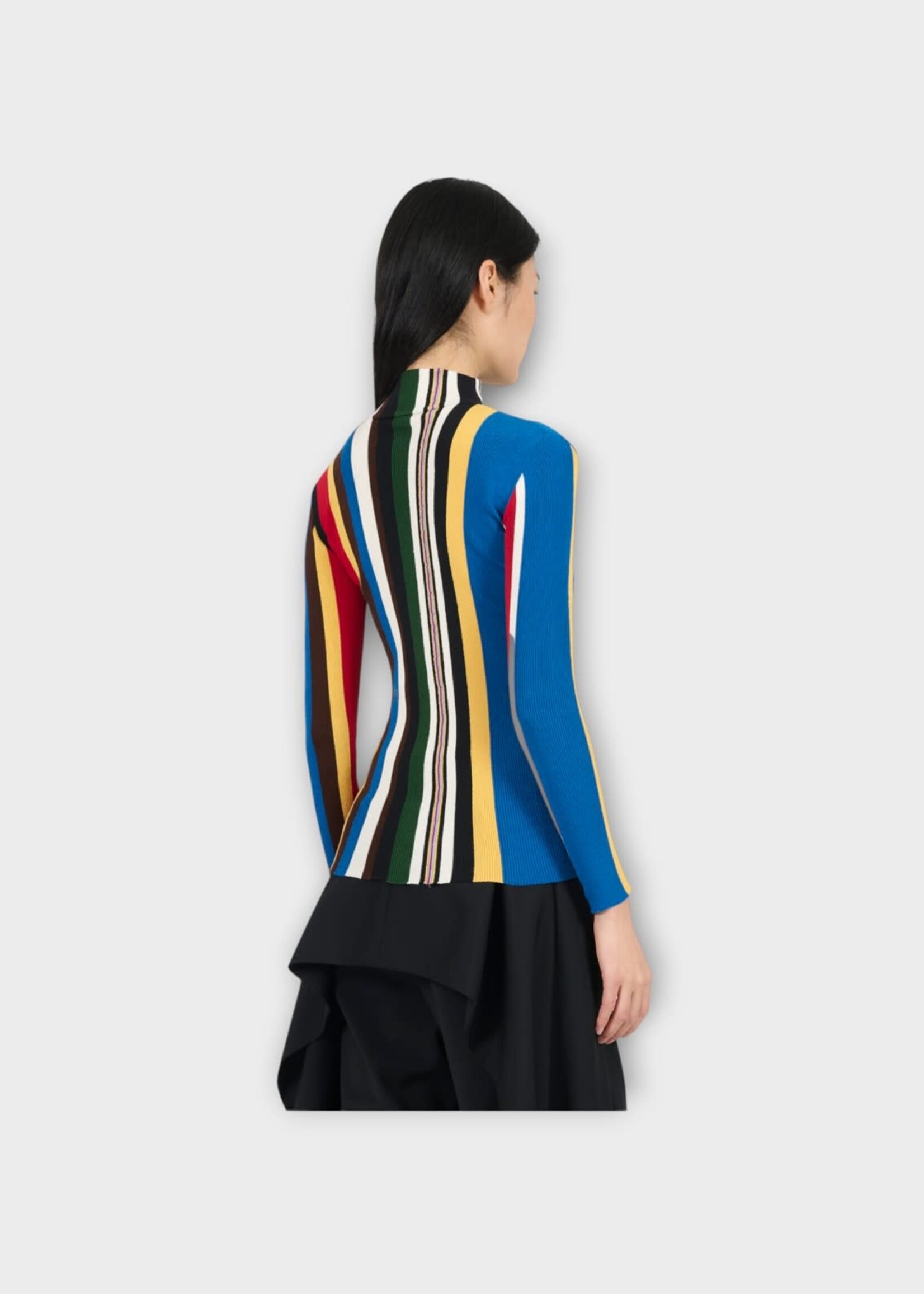 Loewe Loewe Top, Multi, High Neck Long Sleeve Striped Top in Red & Multicolour