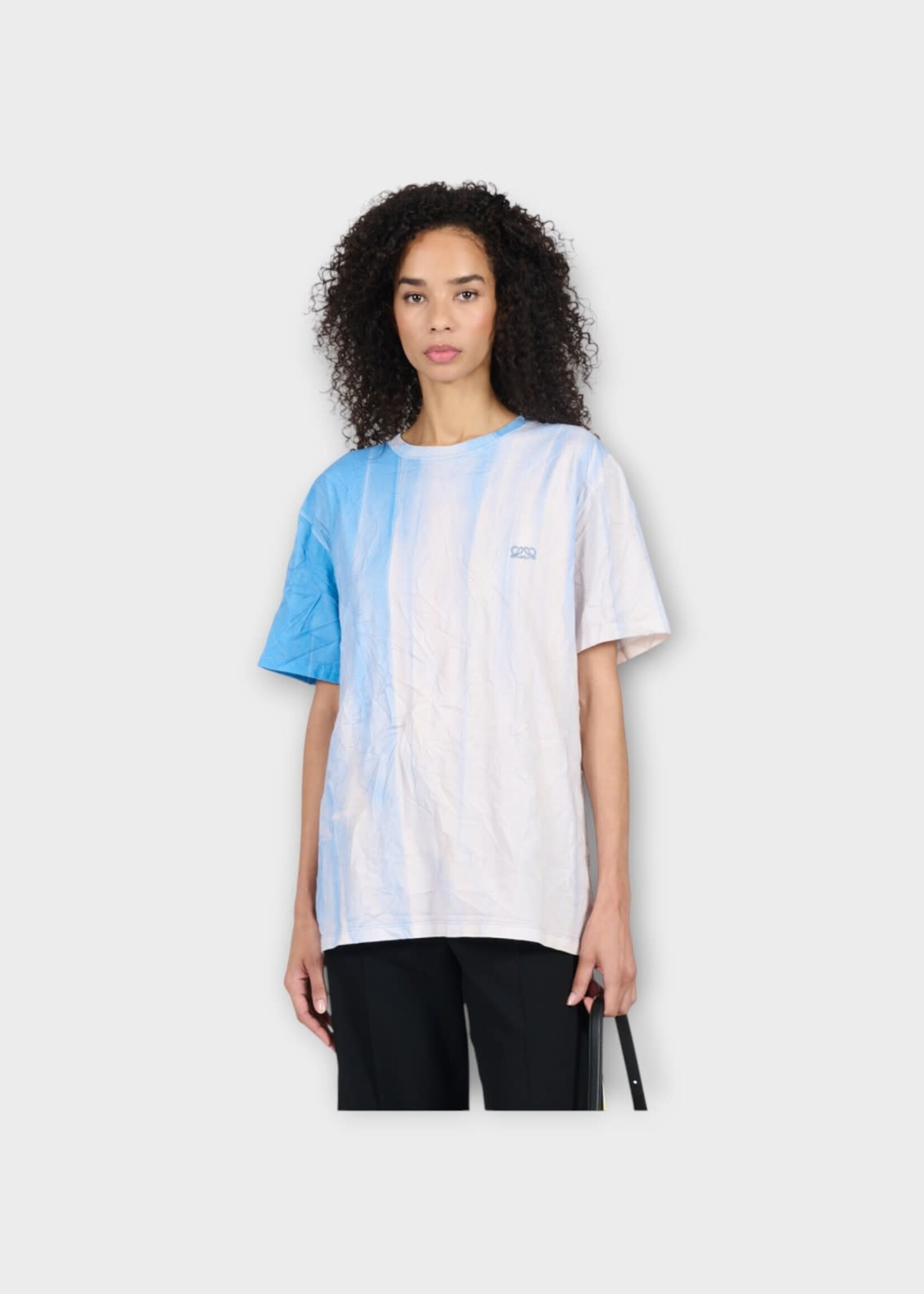 Loewe Loewe T-Shirt, Blue, Cotton Crinkled T-Shirt in Light Blue w/ Gradient Print