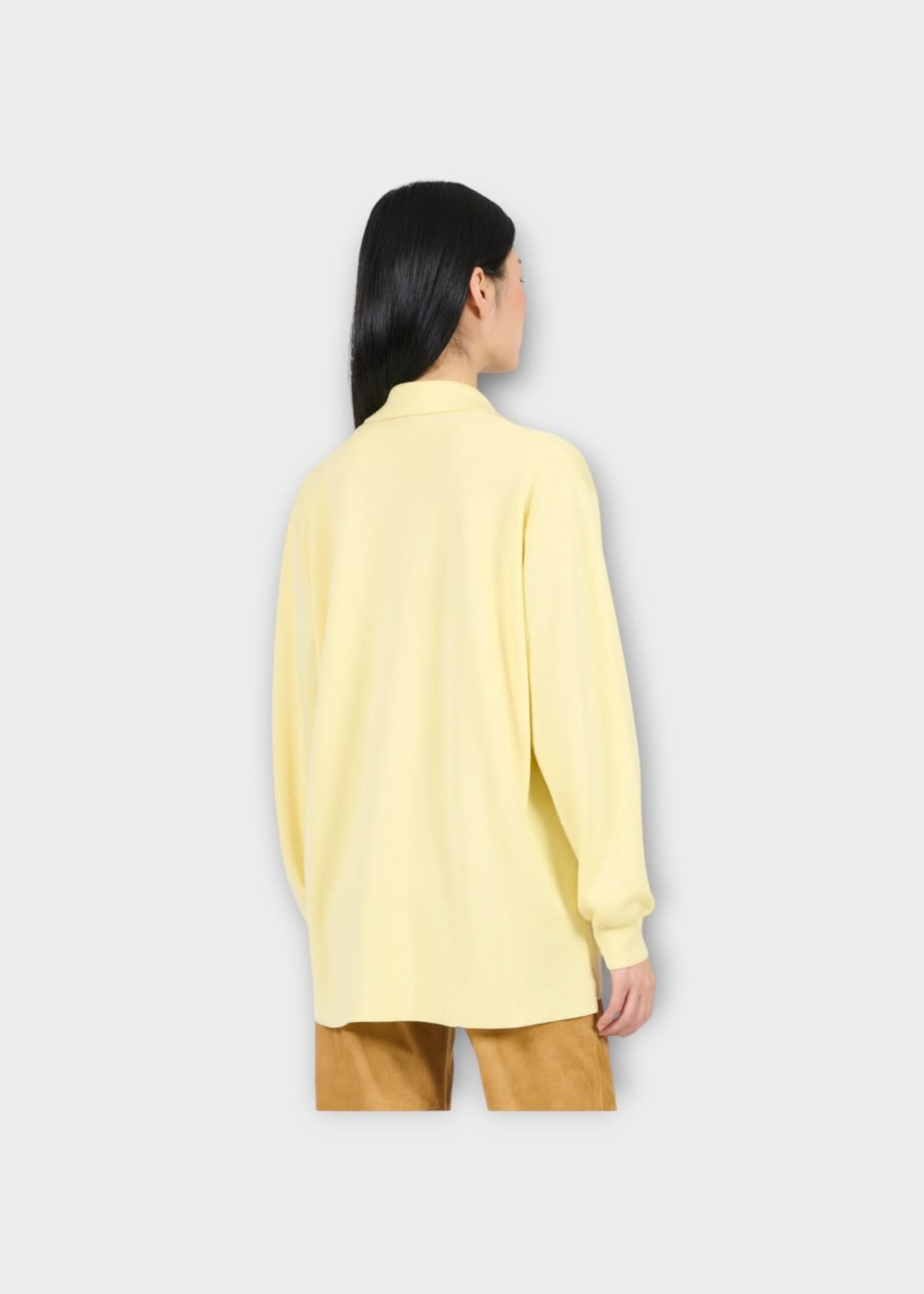Loewe Loewe Knitwear, Yellow, Cashmere & Silk Polo Sweater in Light Yellow w/ Logo Embroidery #45